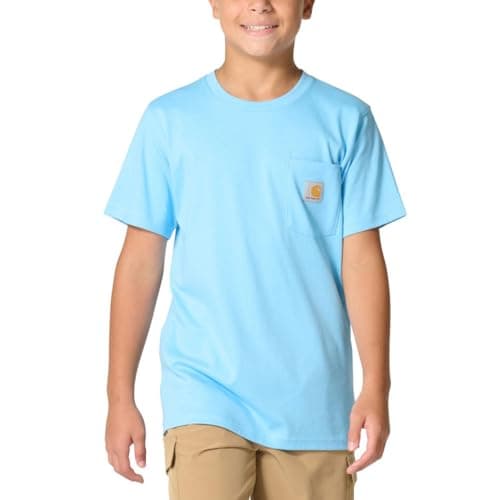 Carhartt Boys Short Sleeve Pocket T-Shirt, Baltic Sea, Medium