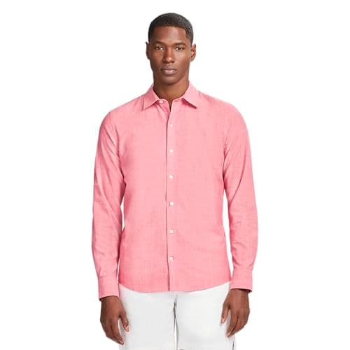 Izod Men's Luxury Classics Long Sleeve Button Down Shirt, Holly Berry, Small