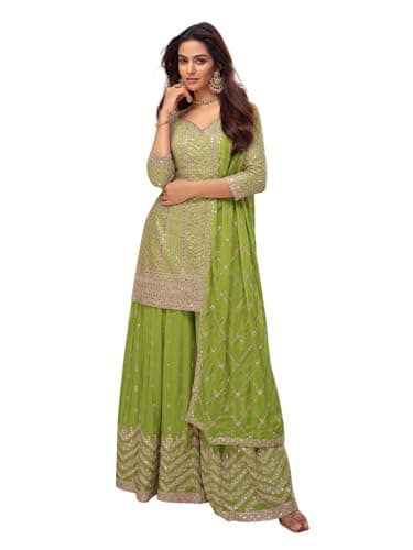 shopNstyle Indian/Pakistani Reception Wear Shalwar Kameez Dress Stitched Women's Sharara Suits.