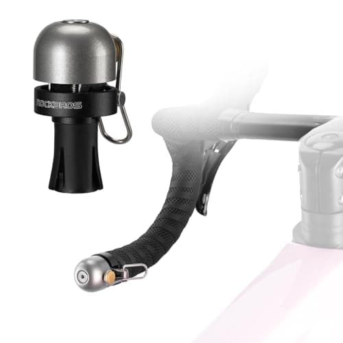ROCKBROS Bike Bell, Bar End Bell for Road Bike Drop Bar, 100 dB Loud Copper Alloy Bicycle Bell for Adult Bikes, Fits 22.2mm/0.87in Handlebar End Plug, Left or Right Mounting