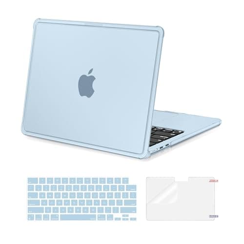 MOSISO Compatible with MacBook Air 13 inch Case M5 M4 M3 M2 2026-2022 A3449 A3240 A3113 A2681, Precision-Matched to Laptop Color, 3 in 1 Kit Reinforced Corners Hard Shell for Mac Air 13.6, Sky Blue