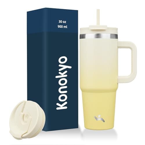 Konokyo 30 oz Tumbler with Han... Steel Travel Coffee Mug,Lemon
