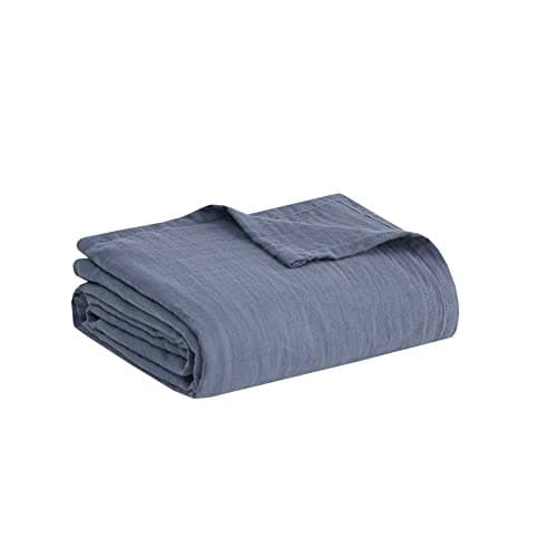 Madison Park Blanket Gauze 100...ice, Blue, Full/Queen(90"x90")