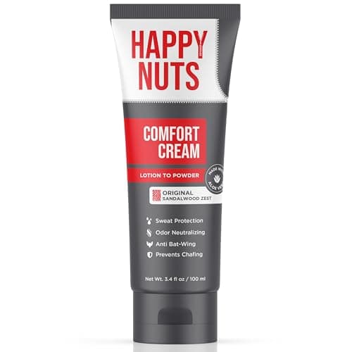 HAPPY NUTS Comfort Cream Deodorant For Men: Anti-Chafing Sweat Defense, Odor Control, Aluminum-Free, Travel Essential, Mens Deodorant & Hygiene Products for Men's Private Parts 3.4 Fl Oz - Original
