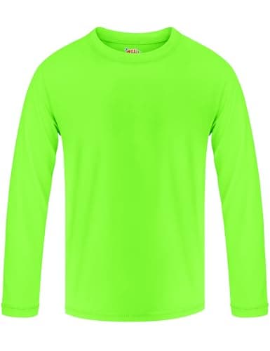 Boys Rash Guard Swim Shirt Long Sleeve Toddler Sun Shirts Quick Dry UV Protection Surfing Fishing Swimming Shirts for Kids Girls Neon Green 4T