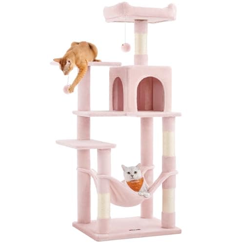 Feandrea Cat Tree, 55.1-Inch C...k, Cave, Jelly Pink UPCT161P01