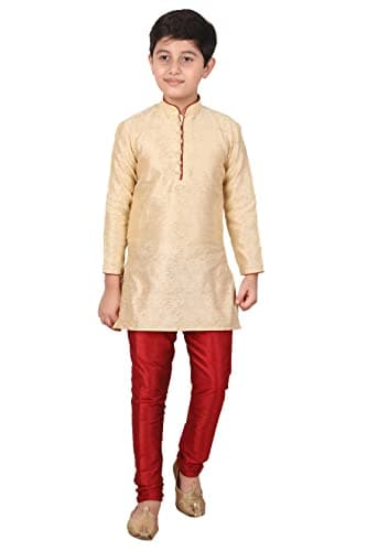 Pro-Ethic Style Developer Boy's Handloom Silk Kurta for Kids Boys | Traditional Wear | Party Wear Dress for Kids | Pack of 1 (FON, 4-5 Years)