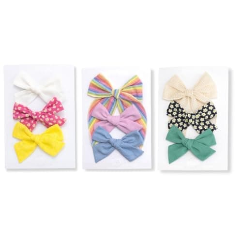 Little Poppy Co. Three Hair Bows Set - Stylish Handmade Accessories for Babies, Toddlers & Girls (Oversized on Reversible Clip (3 years+), Nora Bow Clip Bundle)