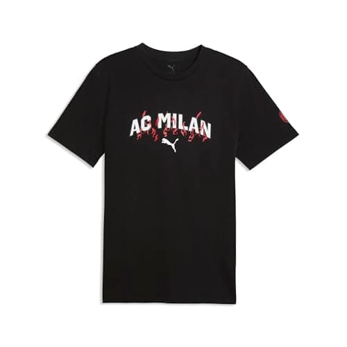 PUMA Men's A.C. Milan T-Shirt, Black- White SS26, Small ACM Ftblculture Tee
