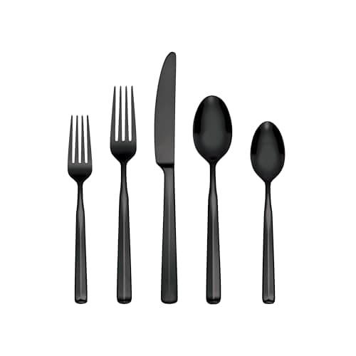 Oneida Silverware Set, Ryder S...s And Forks (Black, 20 Pieces)