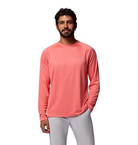 Columbia Mens PFG Solar Stream Long Sleeve Sun Protection Shirt, Melonade, X-Small