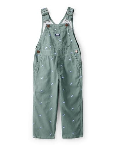 Oshkosh Boy World's Best Overalls, Green Race Car Print, 4T