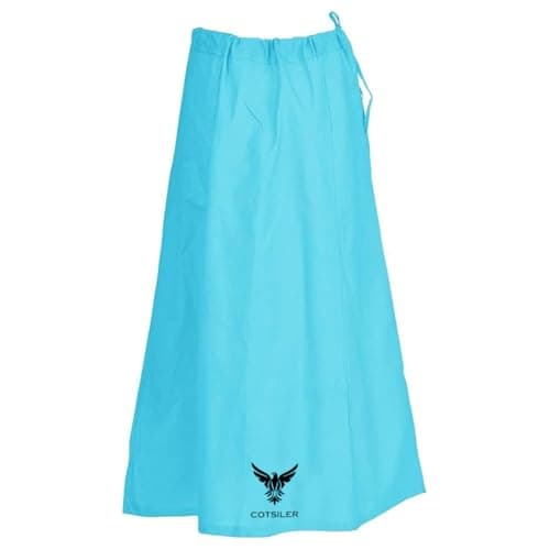 Indian Women Saree/Sari Patticoat Underskirt Cotton Stitched Adjustable Waist Lining Skirt (US, Alpha, One Size, Plus, Regular, Aqua)