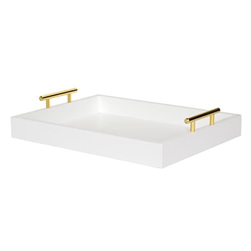 Kate and Laurel Lipton Decorat... Metal Handles, White and Gold