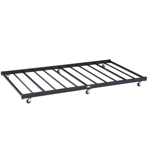 VECELO Twin Trundle Bed Frame ...t with Lockable Casters, Black