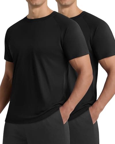 Barjneel 2 Pack Workout Shirts for Men - Black Casual Quick Dry Moisture Wicking Men's T-Shirts for Gym Running
