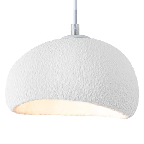 BESTWEST Wabi Sabi Pendant Light Oval, 7.87in Small Japanese Ceiling Fixture for Bedroom Bedside Entryway Hallway Kitchen, Minimalist Japandi Hanging Lamp White E26 Base (20cm/7.87in)