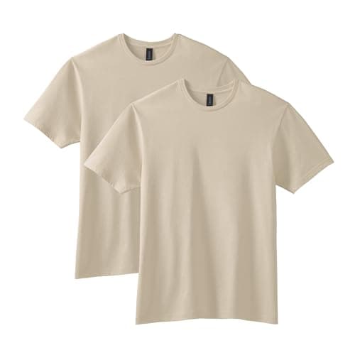 Gildan Adult Softstyle Cotton T-Shirt, Style G64000, Multipack, Sand (2-Pack), Large