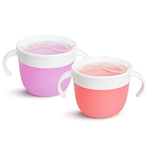 Munchkin Snack Catcher Toddler...2 Pack Containers, Pink/Purple
