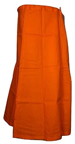 Rajasthankrafts Saree Petticoat Cotton Fine Stitched Trandy Adjustable Waist Saree Underskirt Lining Skirt Indian (Light Orange No 283)