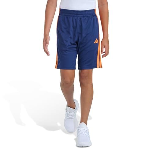 adidas 3-Stripe Mesh Athletic Shorts, Navy with Bright Orange, X-Large