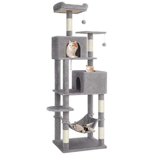 Feandrea Cat Tree, 73.2-Inch T...Pompoms, Light Gray UPCT191W01