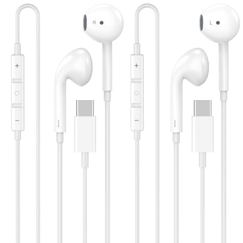 [Apple MFi Certified] USB C Headphones for iPhone 17 16, 2 Pack Wired Earbuds/Headphones USB C with Built-in Remote to Control Music, Phone Calls, and Volume for iPhone 17 16 15 Pro Max, Galaxy, Pixel