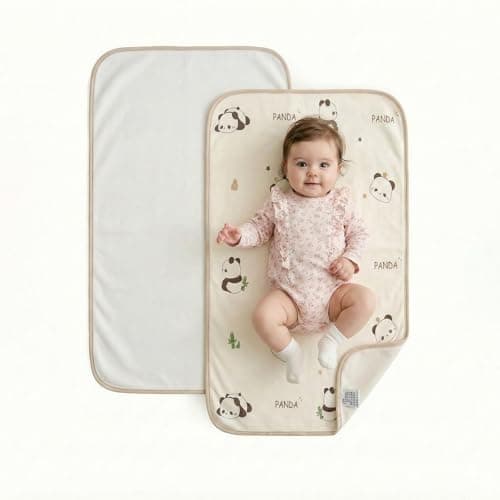 Cotton Baby Diaper Changing Mat - Waterproof & Portable Diaper Changing Pad for Baby Travel or Home, Foldable Mat Fits Perfectly in Diaper Bag, 27 x 20 inches