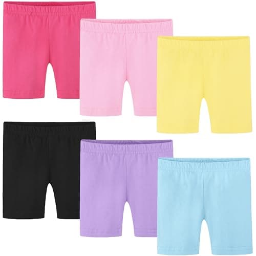 Poroka 6 Pack Baby and Toddler Girls Bike Shorts Soft Girls Summer Dancewear Shorts Solid Tumbling Safety Short for Kids