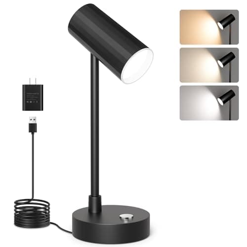 ShineTech LED Desk Lamp for Home Office, Dimmable Table Lamp with 3 Color Modes & Adjustable Brightness, USB-C Port, Touch Control, Eye-Caring Reading Lamp for Bedside, Study, Work