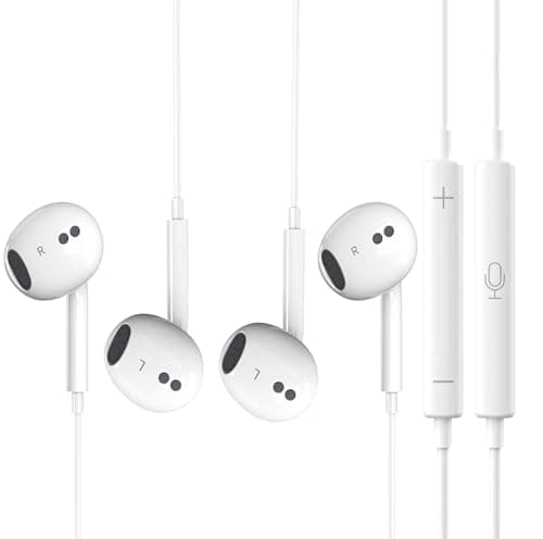2 Packs Wired Headphones for iPhone 14 Earphones Wired Nosie Reduction Built-in Microphone&Volume Control Headsets，Earbuds for iPhone 14/13/12/11/XR/XS/X/8/7/6/SE/Pro Max，Support All iOS System，White
