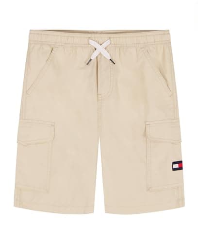 Tommy Hilfiger Boys' Pull-On Cargo Short, Drawstring Closure, Fog, 14-16