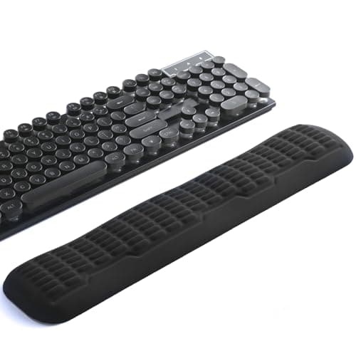 UnivoColors Memory Foam Keyboard Wrist Rest,Latest 3.0 Wave Curve Design,High-Resilience Memory Foam,Non-Slip Base Fits,Full-Sized Keyboards,Ideal for Work and Gaming(Black)