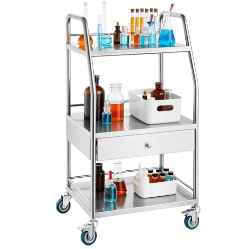 VEVOR Stainless Steel Utility ...wivel Casters, 220lbs Capacity