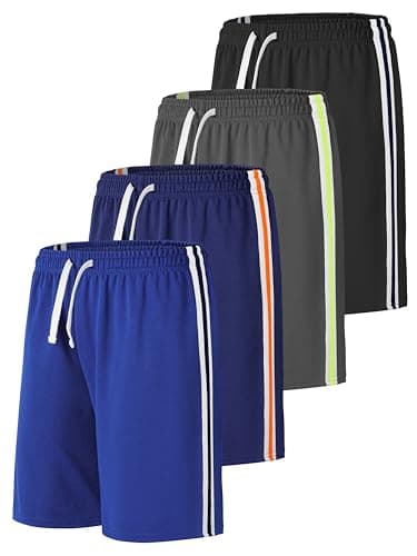 Resinta 4 Pack Boys Shorts Boys Athletic Basketball Shorts Boys Mesh Quick Dry Shorts Soccer Shorts Gym Clothes for Summer