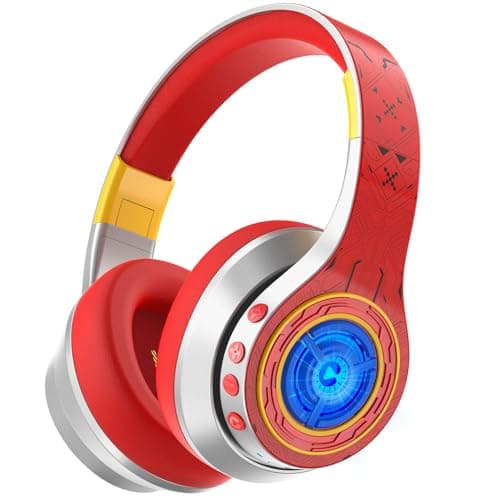 iClever Auraa Active Noise Cancelling Headphones for Kids, LED Light Up, Bluetooth 6.0, Type C Fast Charging, Safe Volume 80dBA, 47H Play Time, Kids Headphones Wireless for Travel iPad Tablet, Sliver