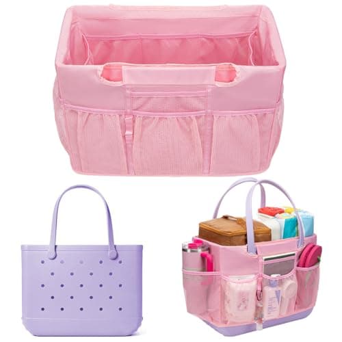 Organizer Insert Compatible with Extar Large Bogg Bag Inner Outer Bag Cover Multi-Pocket Liner with Zip Pouch Easy-Access Exterior Mesh Pockets Picnic Camping Baseball Football Girls Women Mujer Mama