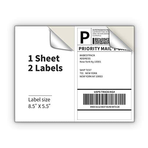 KKBESTPACK Half Sheet Shipping...e 8.5 x 5.5 (200 Labels) (2LP)