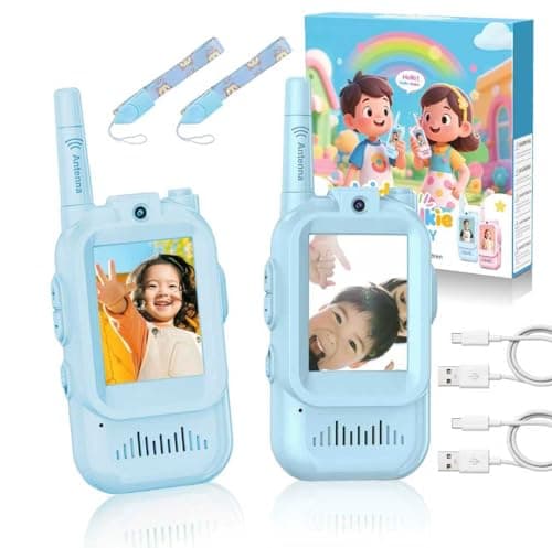 Gaotra Video Walkie Talkies for Kids, 2 Pack, 400meter Long Range，Voice Changer ，HDCamera, for Outdoor Backyard Camping Games,Christmas Birthday Gifts for Boys & Girls Ages 3-12 （Blue+Blue）