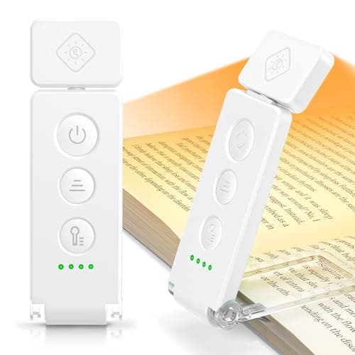Glocusent 12 LED Rechargeable Book Light, Clip-on Reading Light with 5 Colors & 5 Brightness Levels, Up to 100Hrs Runtime, Eye-Caring Reading Lights for Books in Bed, Perfect for Book Lovers, Kids