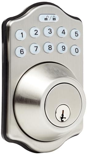 Amazon Basics Electronic Keypa...ditional, Satin Nickel, 1-Pack