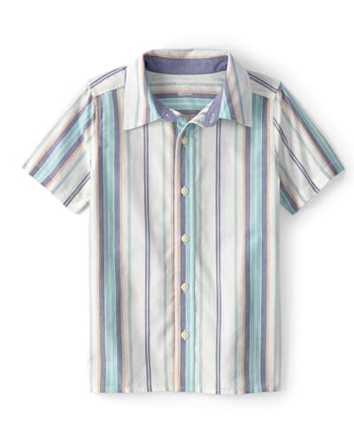 OshKosh B'Gosh Boy Short Sleeve Woven Buttonfront Shirt, Multi, 7