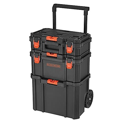 [AC] $72.79* | 3-Pc BLACK+DECKER Stackable Storage System Set (Small, Deep Toolbox & Rolling Tote) at Amazon