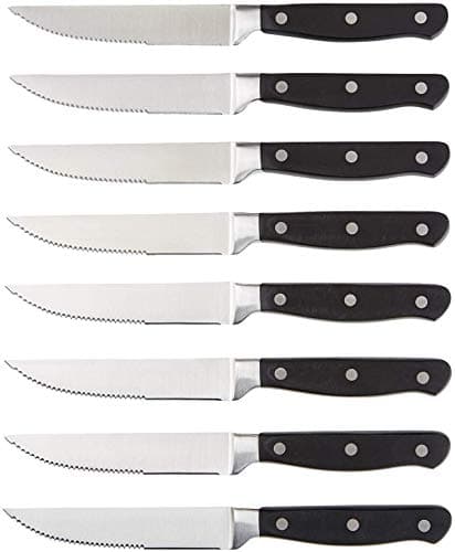 8-Pc 4.5" Amazon Basics Full Tang Stainless Steel Serrated Steak Knife Set $15.75
