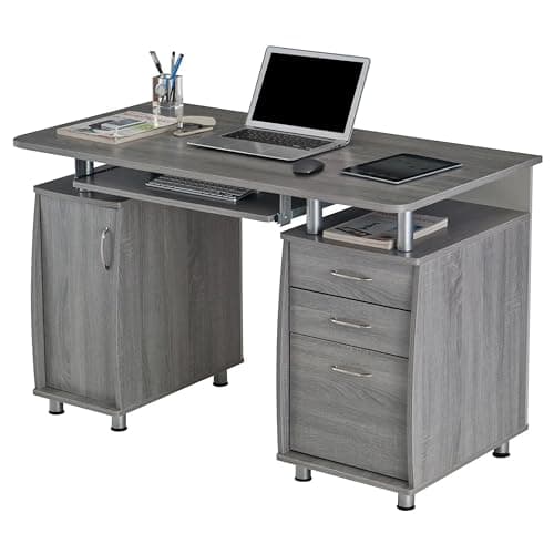 47.5'' Computer Desk with File...ation with Keyboard Tray, Grey