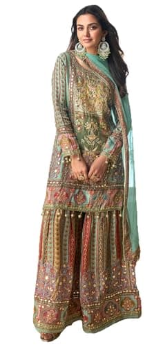 Shriva Fashion Indian Pakistani Women's Ready to wear ethnic Salwar Kameez Suit for Eid Party Wedding Festivals (2961) (Teal, 36)