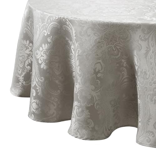 Elrene Home Fashions Caiden El... Tablecloth, 90" Round, Silver