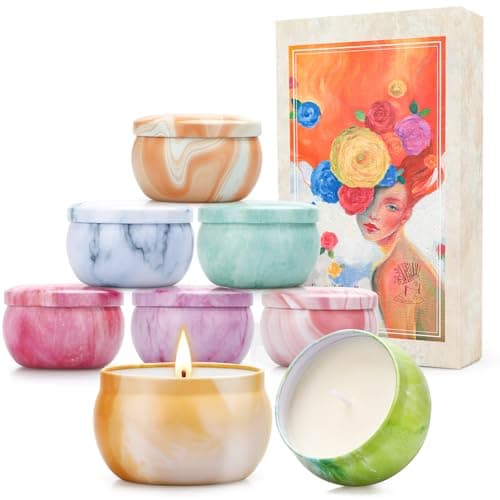 Candles, Scented Candles Gift Set for Women, 8 Pack Fruity Floral Soy Wax Aromatherapy Candles, Travel Tin Candles in Artist Gift Box, Birthday Gifts for Mom, Wife, Sister, Friend, Housewarming