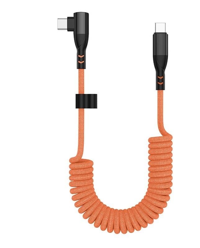 sjgqwt TypeC to TypeC Spring Cable PD 240W Super Quick Data Cable Wire(E-Side Bend)