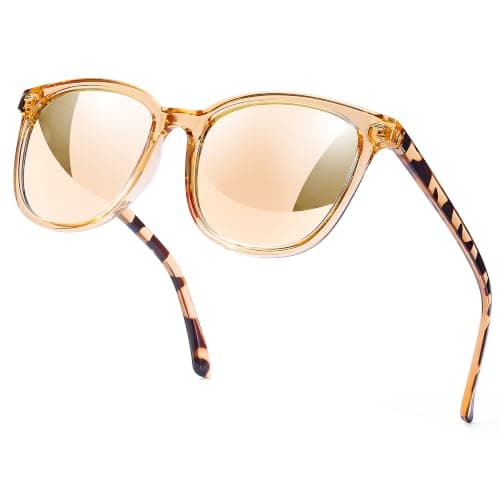 Myiaur Polarized Sunglasses for Women, Square Mirrored Trendy Shades with UV Protection Reduce Glare Sun Glasses